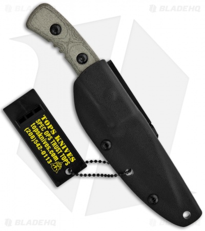 TOPS Knives Little Bro Knife Fixed Blade (3" Black Plain) LBRO-01