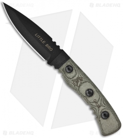 TOPS Knives Little Bro Knife Fixed Blade (3" Black Plain) LBRO-01