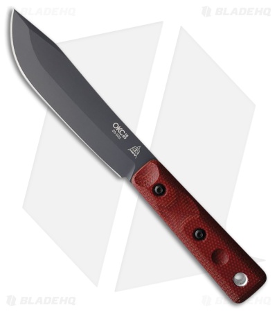 TOPS Knives Ontario XL Hunter Fixed Blade Knife Red Canvas Micarta (5.5" Gray)