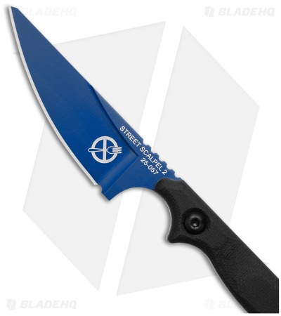 TOPS Knives Street Scalpel 2.0 Zero Forks Fixed Blade Knife Black (3.1" Blue)