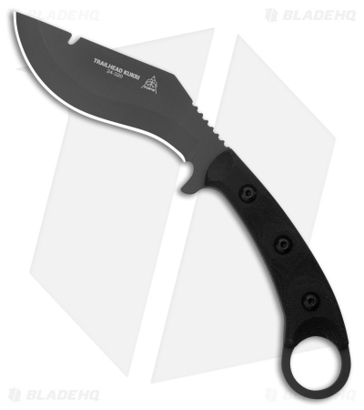 TOPS Knives Trailhead Kukri Fixed Blade Knife Black Canvas Micarta (4.75" Gray)