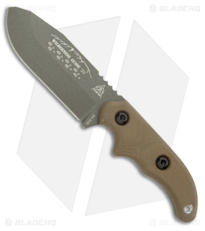 TOPS Knives Wilderness Guide Fixed Blade Knife Green Micarta (4.25" Gray)