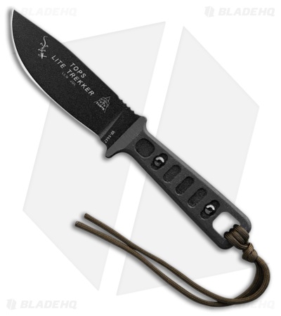 TOPS Lite Trekker Knife Black Linen Micarta/Black Accents (4.25" BLK)