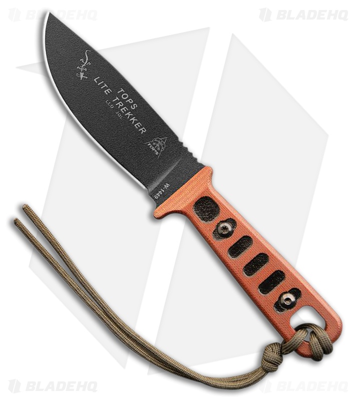 TOPS Lite Trekker Fixed Blade Knife Brown Micarta/Black Accents (4.25" Black)