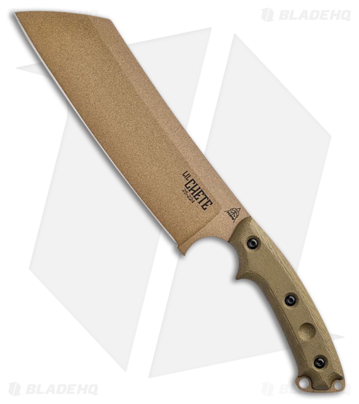 TOPS Knives Lil Chete Fixed Blade Knife Green Canvas Micarta (8.4" Coyote Tan)