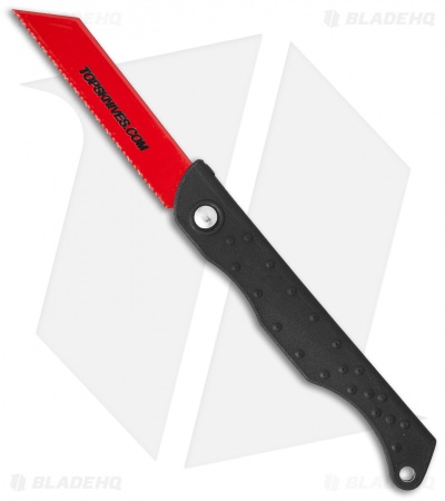 TOPS Knives Pocket Survival Saw Folding Knife Kydex (3" Red Serr) 