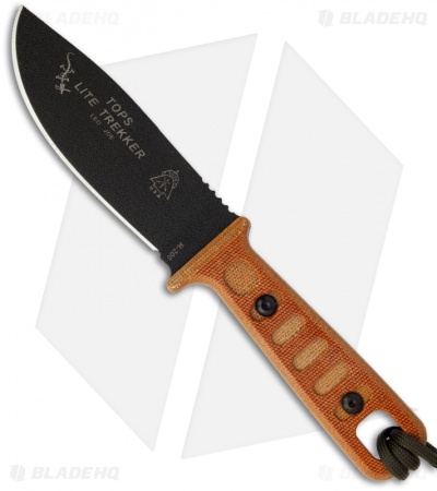 TOPS Knives Lite Trekker Tan Fixed Blade Knife (4.25" Black Plain) TLT-01