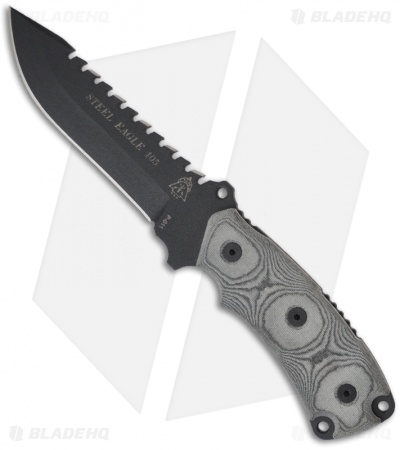 TOPS Knives Steel Eagle 105 Fixed Blade Knife (5" Black Plain) 105HP