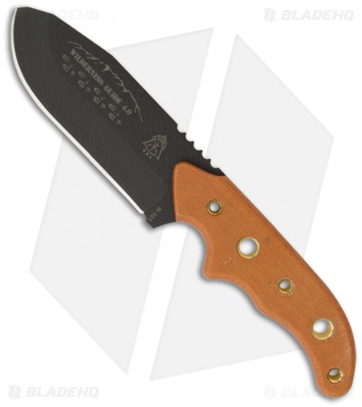 TOPS Knives Wilderness Guide 4.0 Fixed Blade Knife (4.25" Black Plain) WSG-4