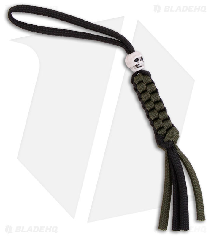Para-Cord Wilson Tactical Lanyard Parachute Cord Black & OD Green (Skull)