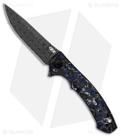 Zero Tolerance Sinkevich Frame Lock Knife Black/Blue FatCarbon (3.25" Damascus)
