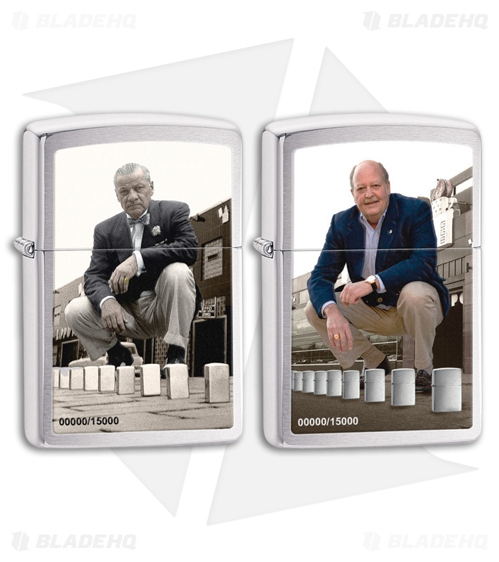 Zippo Brushed Chrome A Series In Time 2 Lighter Set 28546
