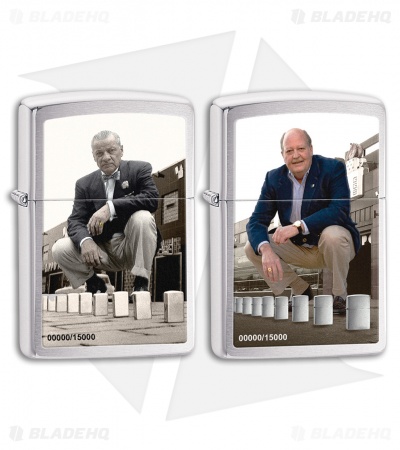 Zippo Brushed Chrome A Series In Time 2 Lighter Set 28546