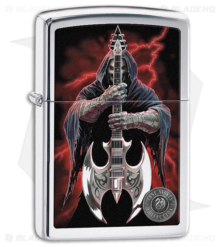 Zippo Lighter Polished Chrome Anne Stokes Guitar 11508