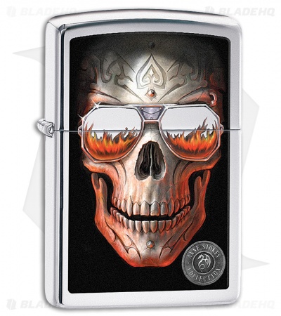 Zippo Lighter Polished Chrome Anne Stokes Skull 11507