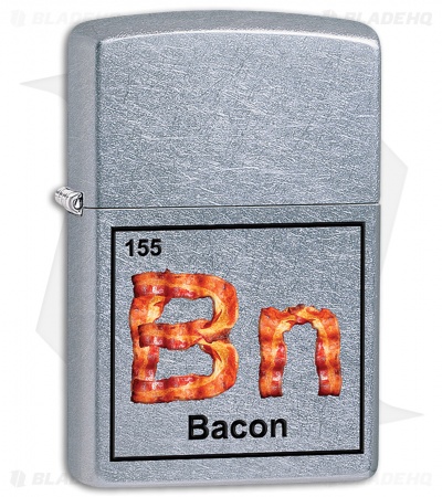 Zippo Lighter Brushed Chrome Bacon 11415