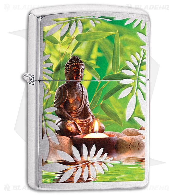Zippo Lighter Brushed Chrome Buddha 11404