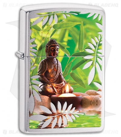 Zippo Lighter Brushed Chrome Buddha 11404 - Blade HQ