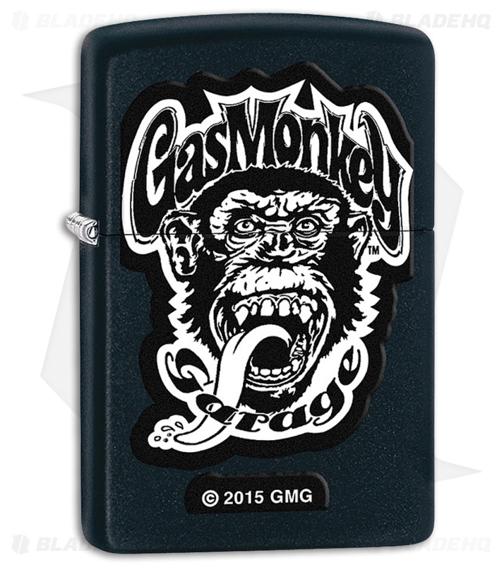 Zippo Lighter Matte Black Gas Monkey Logo 11390