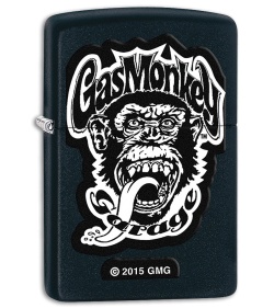 Zippo Lighter Matte Black Gas Monkey Logo 11390