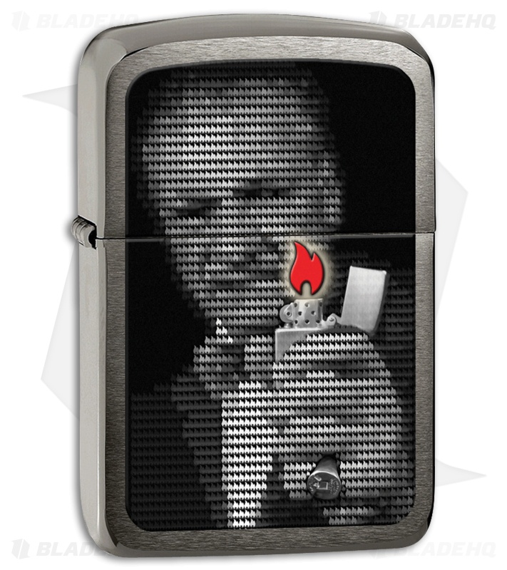 Zippo Lighter Black Ice George Blaisdell Flame 28452