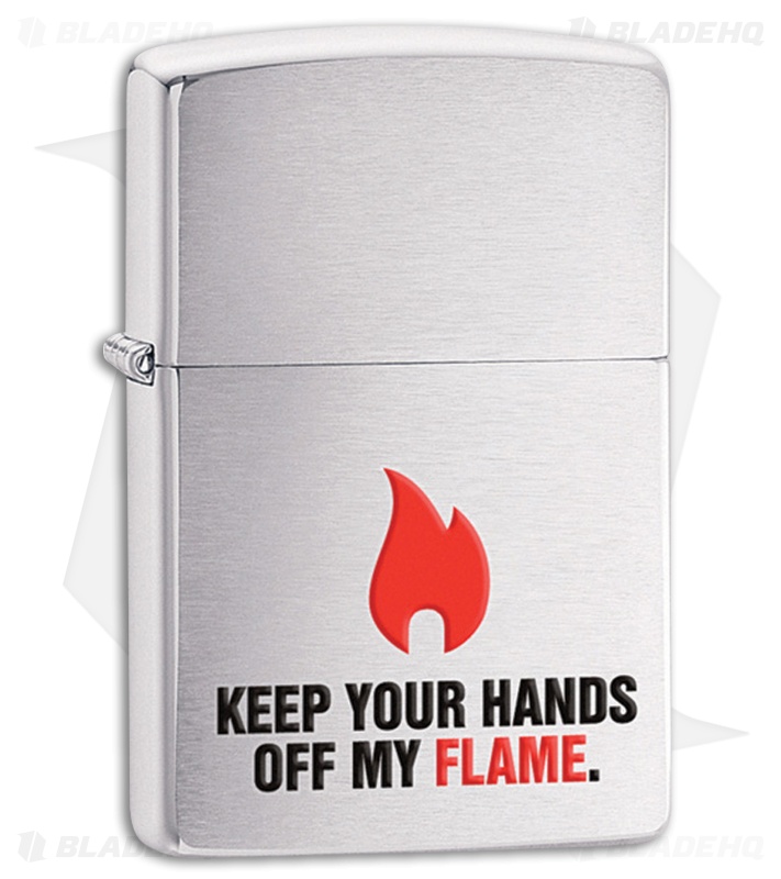Zippo Lighter Brushed Chrome Keep Your Hands Off 28649