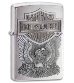 Zippo Lighter Brushed Chrome Harley 16284