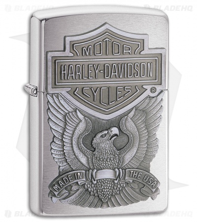 Zippo Lighter Brushed Chrome Harley 16284