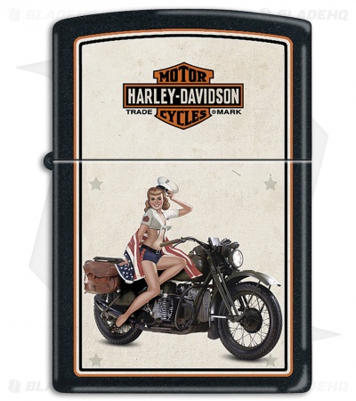 Zippo Lighter Black Matte Harley US Marine Pinup 9944