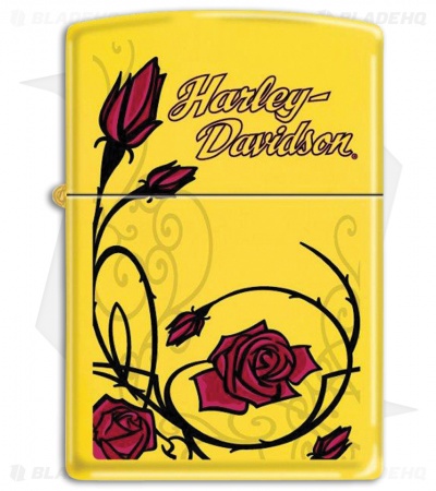 Zippo Lighter Matte Yellow Harley Yellow Roses 9566 - Blade HQ