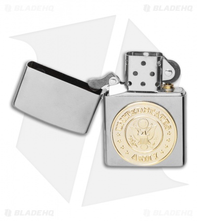 Zippo Lighter Brushed Chrome Army Emblem 280 - Blade HQ