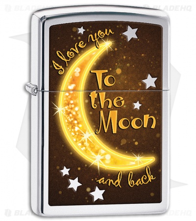 Zippo Lighter Polished Chrome Love You To The Moon 11405