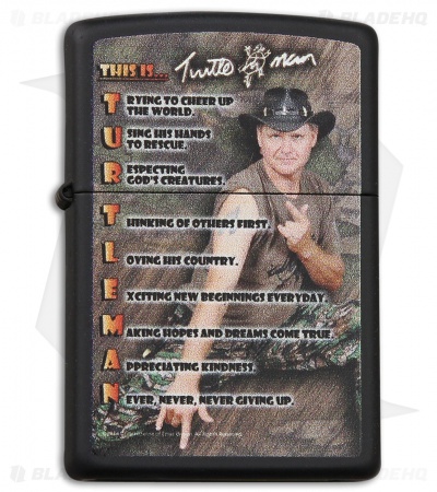Zippo Lighter Matte Black Finish Turtleman Creed Lighter ZPTM5