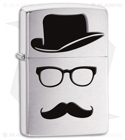 Zippo Lighter Brushed Chrome Moustache And Hat 28648