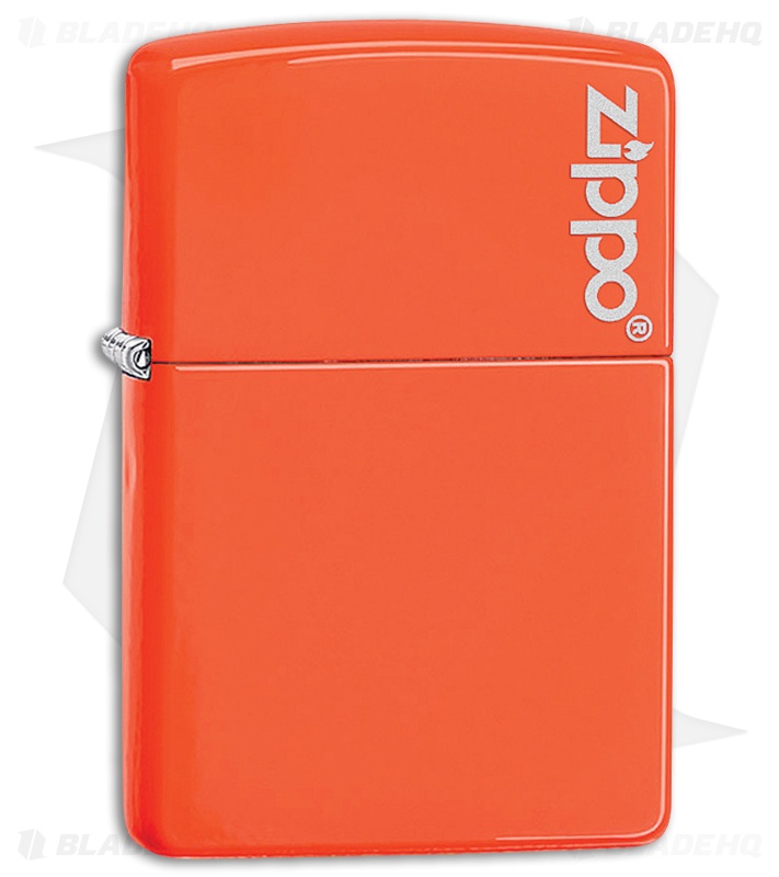 Zippo Lighter Neon Orange with Zippo Logo 11467 Blade HQ