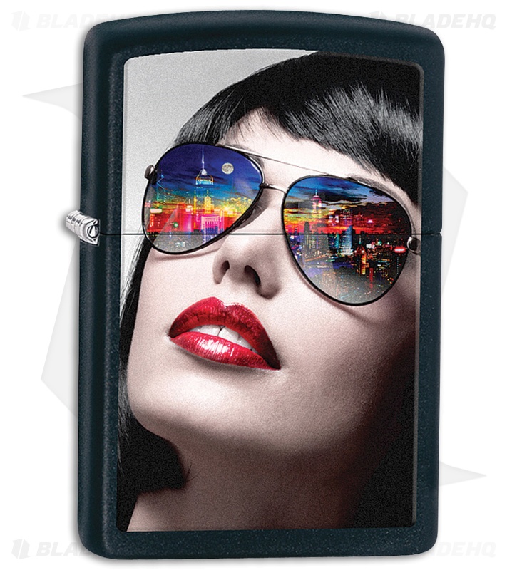 Zippo Lighter Matte Black Reflective Sunglasses 11447