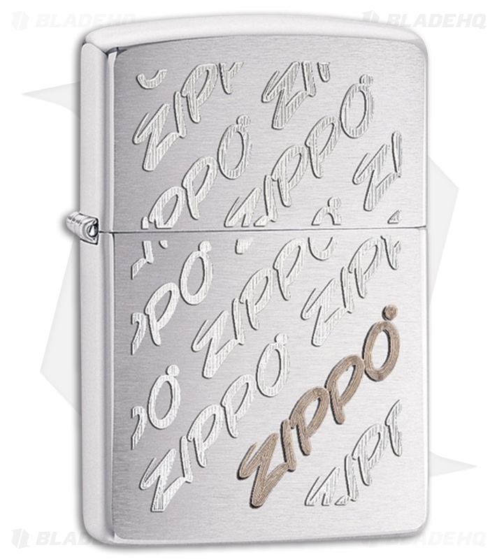Zippo Lighter Brushed Chrome Script Logo 28642