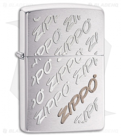 Zippo Lighter Brushed Chrome Script Logo 28642