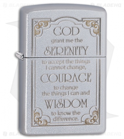 Zippo Lighter Satin Chrome Serenity Prayer 28458