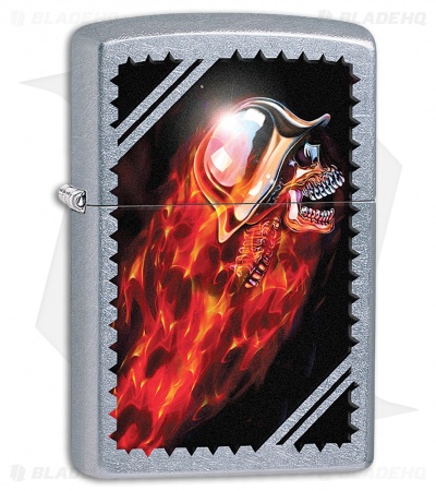 Zippo Lighter Brushed Chrome Skull 11412