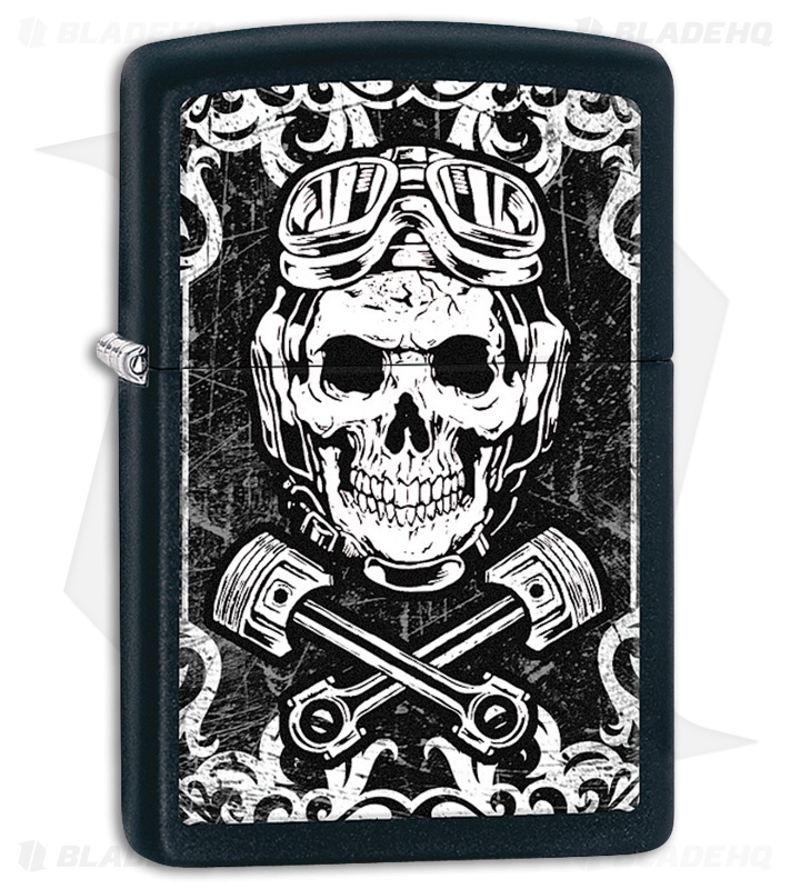 Zippo Lighter Matte Black Skull Wrenches 11445 - Blade HQ