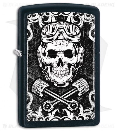 Zippo Lighter Matte Black Skull Wrenches 11445