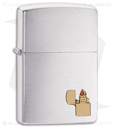 Zippo Lighter Brushed Chrome Small Lighter Emblem 11485