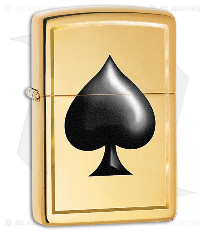 Zippo Lighter Polished Brass Spade 11469