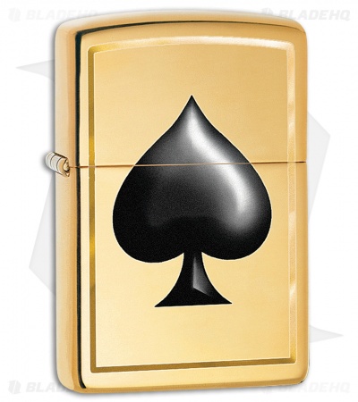 Zippo Lighter Polished Brass Spade 11469