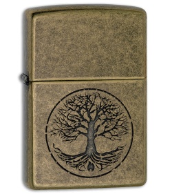 Zippo Lighter Antique Brass Tree of Life 11603