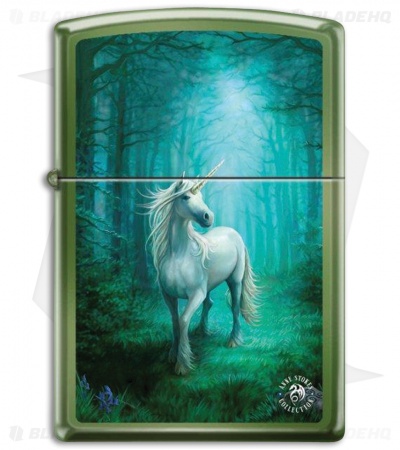 Zippo Lighter Matte Green Forest Unicorn Chameleon 17430