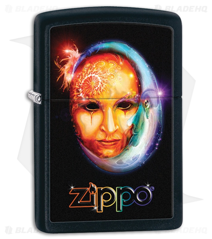 Zippo Lighter Black Matte Venetian Mask 28669
