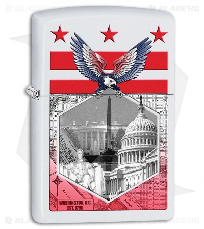 Zippo Lighter Matte White Washington D.C. 11442