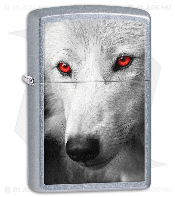 Zippo Lighter Street Chrome Red Eyed Wolf 28877